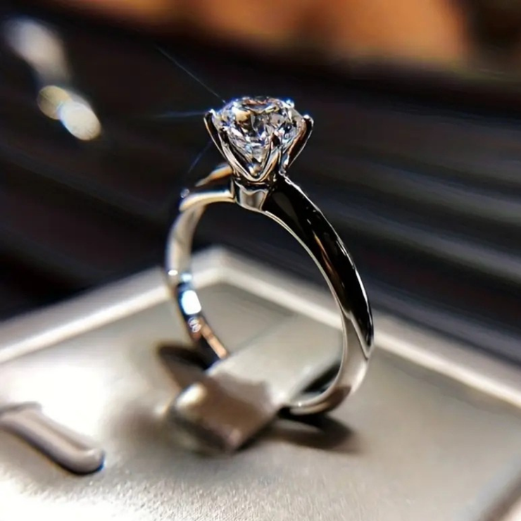 Anello D'Argento Moissanite - Regolabile