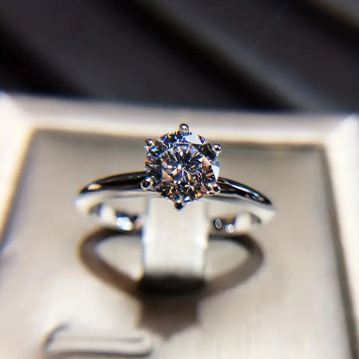Anello D'Argento Moissanite - Regolabile